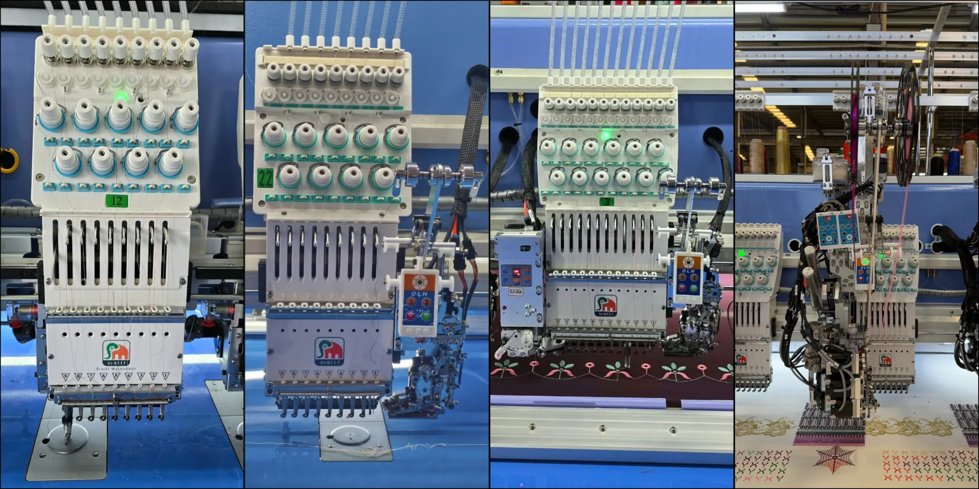 Close-ups of embroidery heads