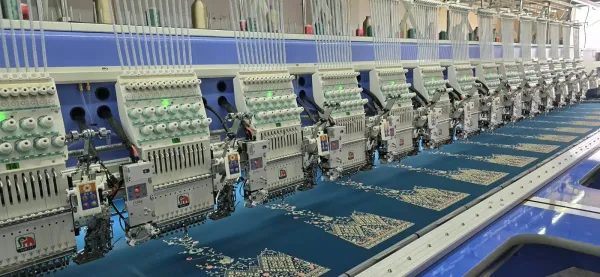 Embroidery line running at a customer unit