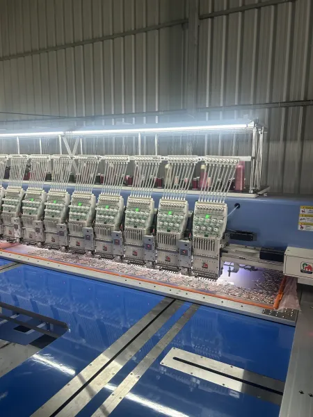 Embroidery machine at a customer unit