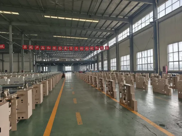 Rows of looms in production
